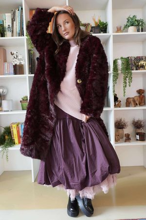 Paloma Dusk Premium Faux Fur Coat Dark Cherry /20=